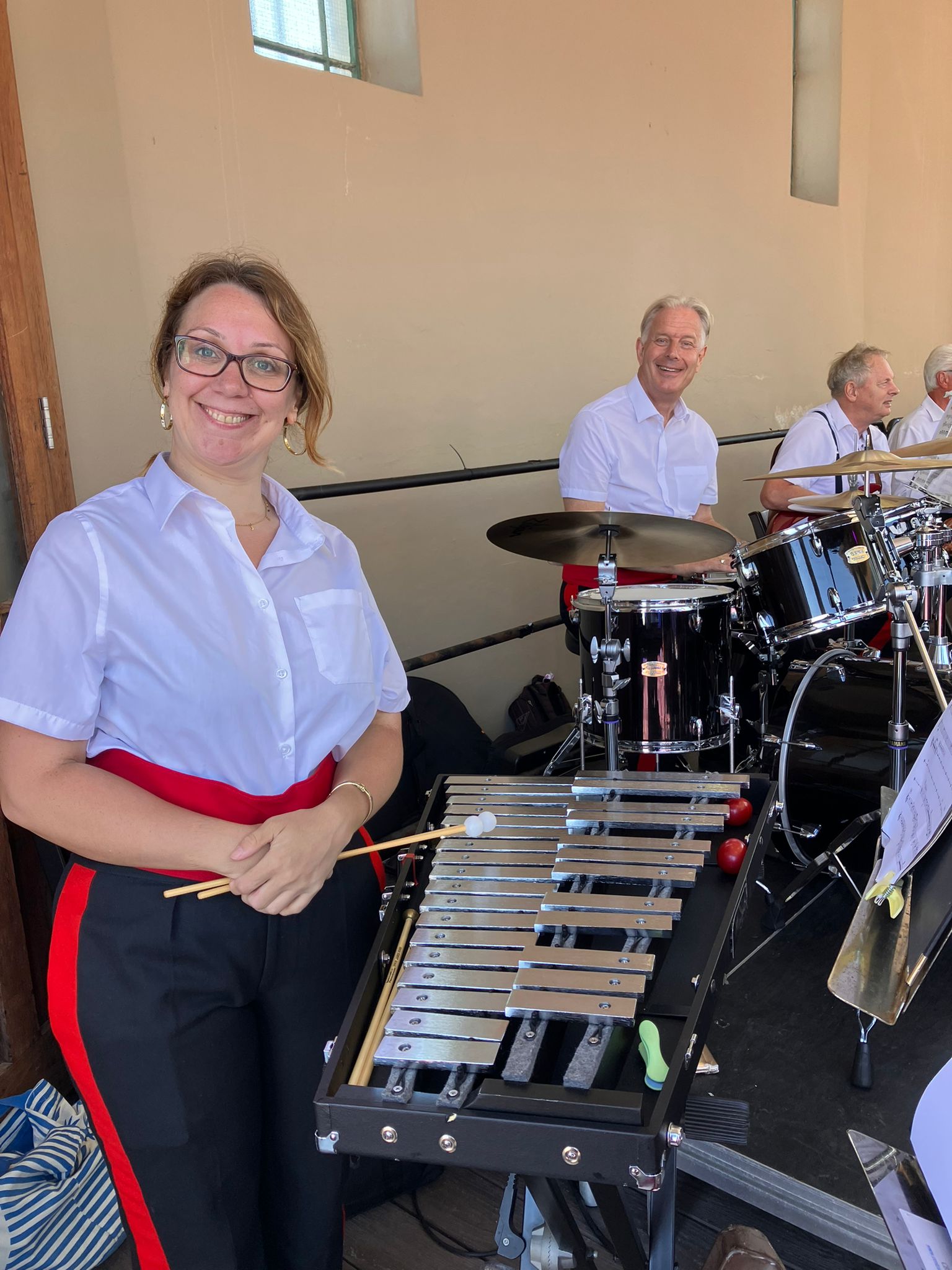 Clare and Stuart on Percussion Duty